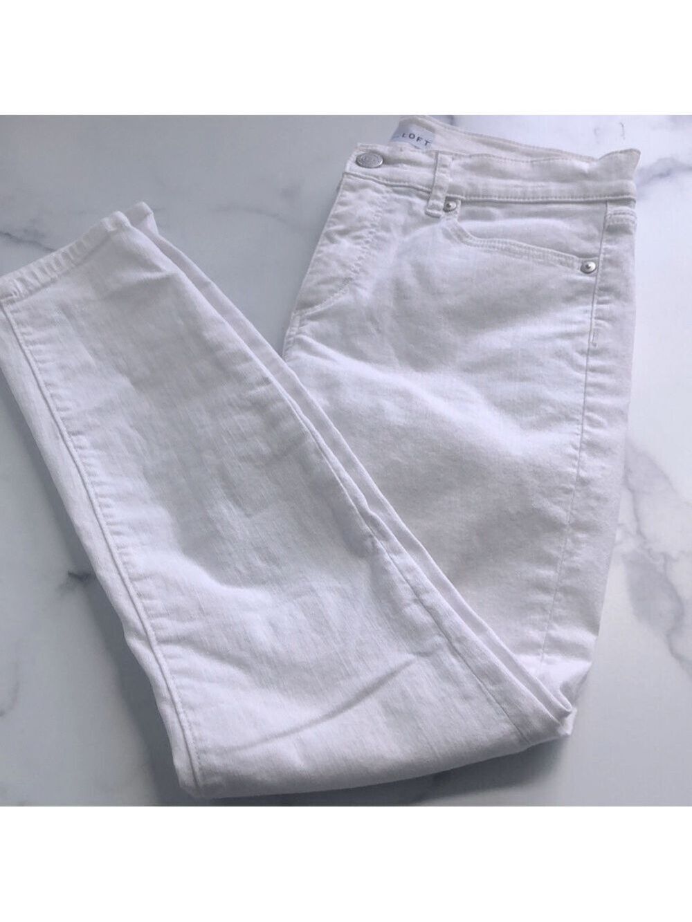 Loft Mid Rise Skinny Jeans in White Size 27 - Picture 8 of 10